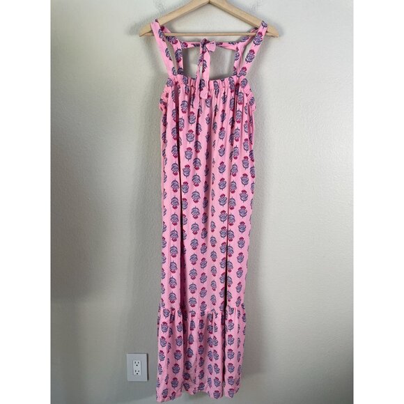 Old Navy Womens Large Floral Tie Back Cutout Maxi Swing Dress Pockets Sleeveless - Picture 9 of 13